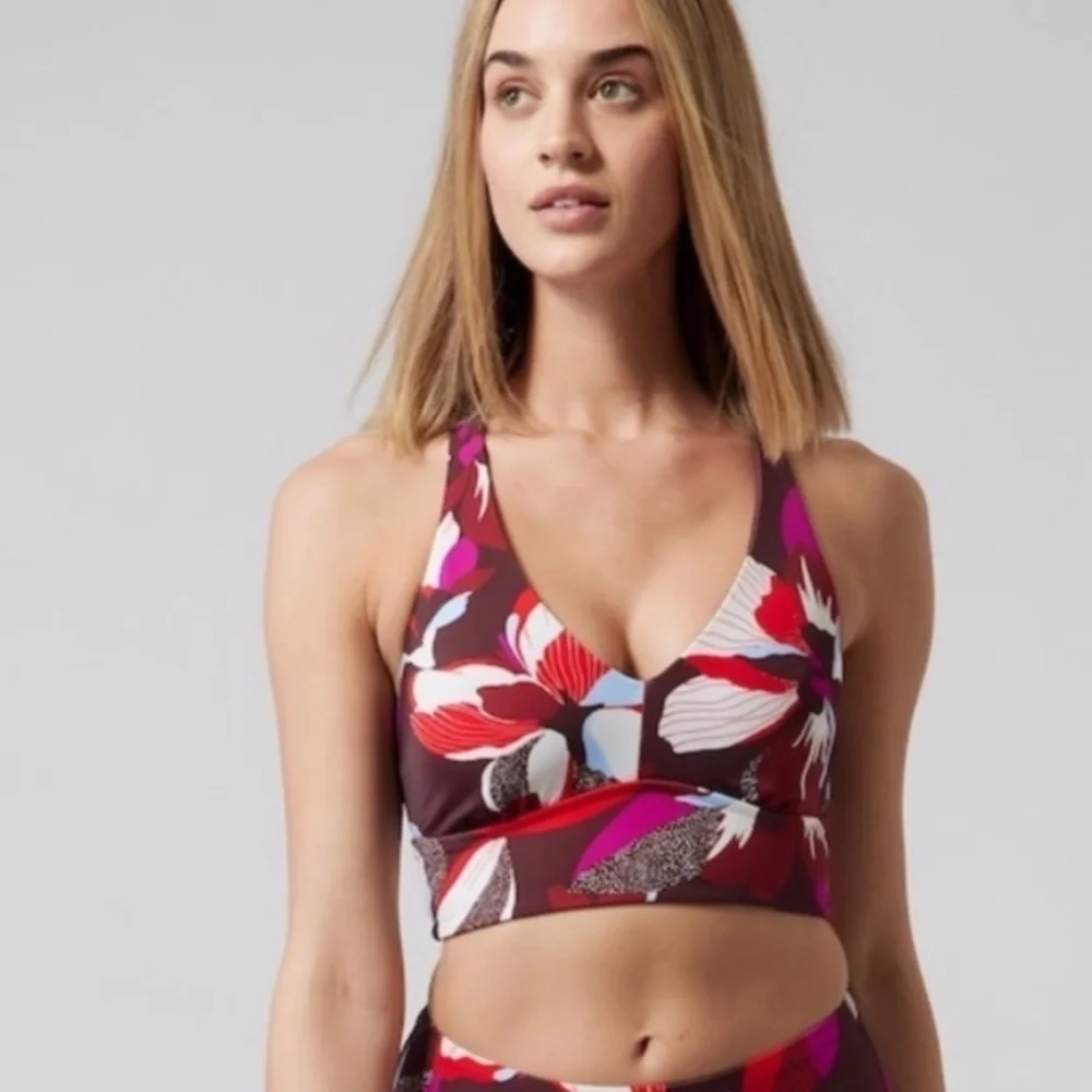 Athleta Plunge‎ Bikini D- DD Top Size Small hero bloom